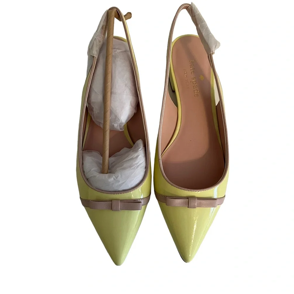 Kate Spade "Antibes" Sling Back Pointed Toe Flat in Lemon Sorbet 6.5 NEW - Picture 8 of 15